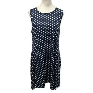 Navy Polka Dot Swing‎ Dress Sleeveless Retro Rockabilly Pin Up Feminine Retro